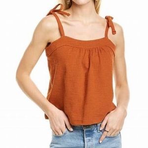 MADEWELL Breezy Textured Boho Crosshatch Shoulder Tie Tank Top